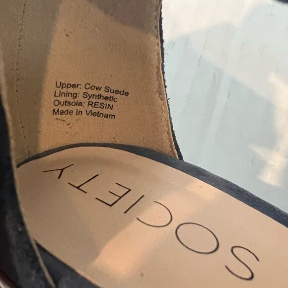 SOLE SOCIETY Women's Delilah Suede Leather Fringe Block Heel Sandal Shoes Blue 9 - Picture 9 of 12